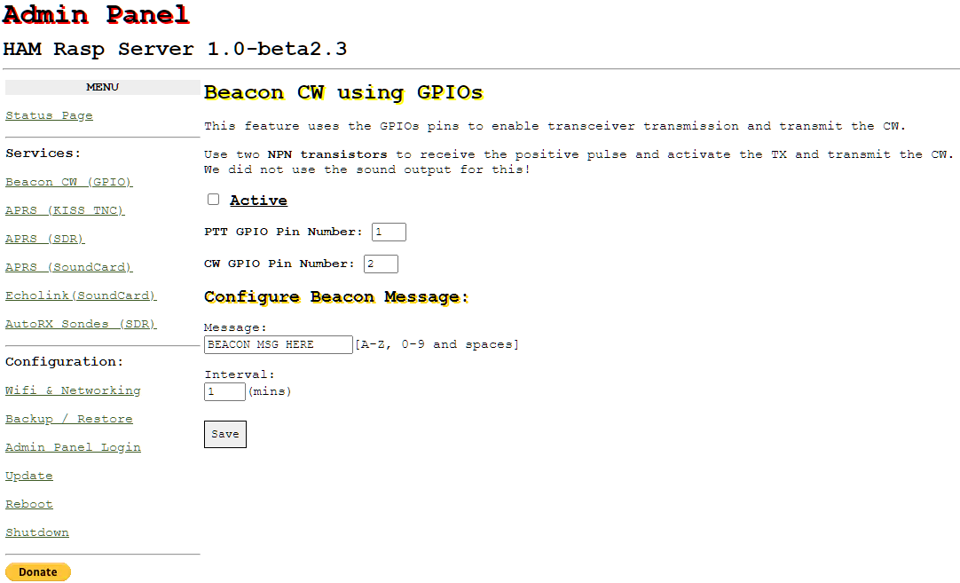 HAM树莓派服务器—支持APRS、Echolink、SVXLink、Beacon CW