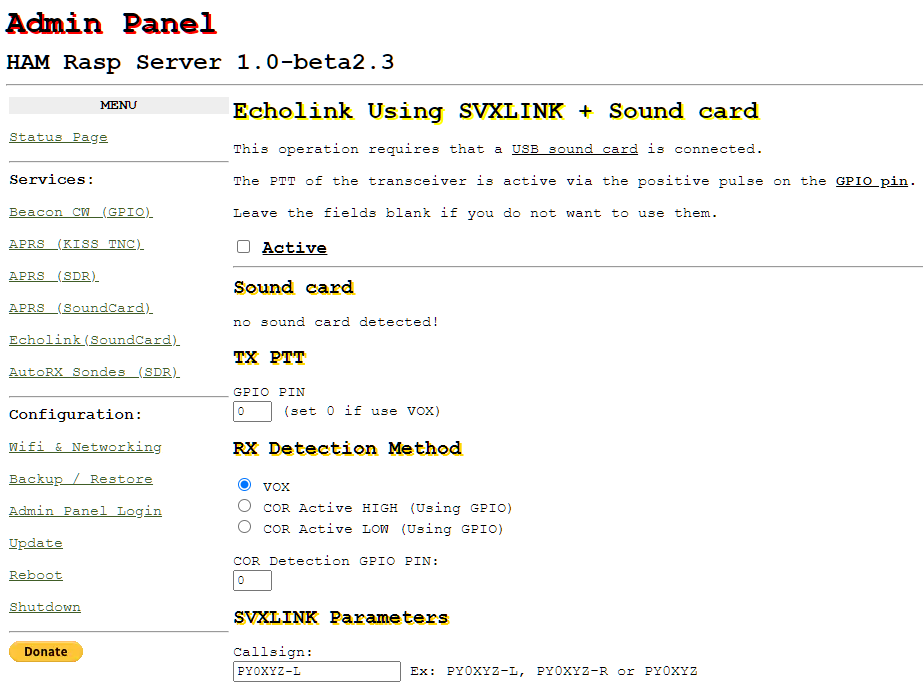 HAM树莓派服务器—支持APRS、Echolink、SVXLink、Beacon CW